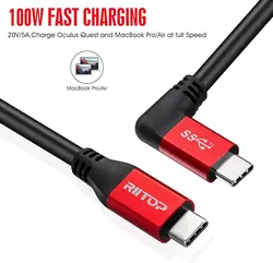 کابل دو سر تایپ سی (C to C) 10 گیگ بر ثانیه 30 ولت USB 3.1 C (Gen 2) برند RiiTOP - اسمارت سنتر