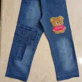 سه تیکه دخترانه لی طرحbear کت و شلوار لی تی شرت پنبه بسیار با کیفیت