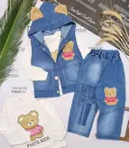 ست سه تیکه لی دخترانه وست شلوار لب بلوز پنبه