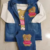 ست سه تیکه لی دخترانه وست شلوار لب بلوز پنبه