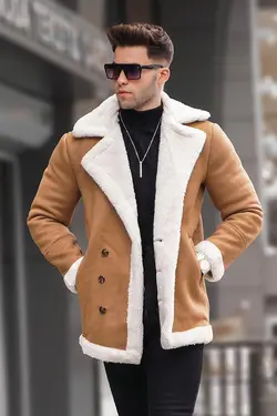 کت مردانه شش دکمه مدل شرلینگ خزدار mk-01