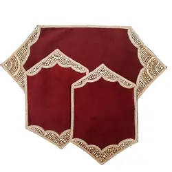 رومیزی سه تیکه سنگ دوزی شده جنس مخمل