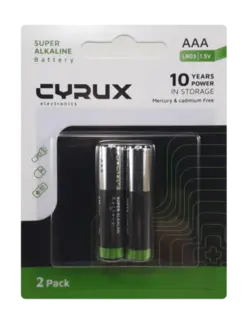باتری نیم قلمی سوپرآلکالاین سایروکس دوتایی | AAA CYRUX - فروشگاه اینترنتی پاورالکترا