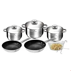 سرویس قابلمه ماهیتابه سبد سرخ کردنی 9 پارچه برلینگر هاوس مجارستان BerlingerHaus 9-PIECE COOKWARE SET BLAUMANN BL/3243 GOURMET LINE