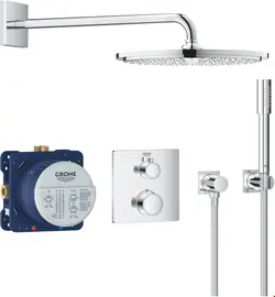ست شیرآلات دوش حمام توکار گروهه آلمان GROHE Grohtherm mit Rainshower Cosmopolitan 310 Design eckig Chrom 34730000