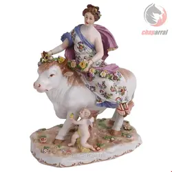 مجسمه نقاشی با دست دکوری چینی آنتیک قدیمی Königliche Wiener Porzellanfigur der Rape of Europa