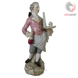 مجسمه دست ساز دکوری چینی آنتیک قدیمی مایسن آلمان Meissener Porzellan Figur des Waiters 1860