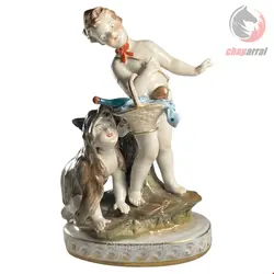 مجسمه نقاشی با دست دکوری چینی آنتیک قدیمی Italienische polychrome Porzellanskulpturgruppe aus Neapel frühes 20 Jahrhundert