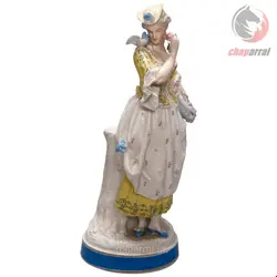 مجسمه نقاشی با دست دکوری چینی آنتیک قدیمی مایسن آلمان Antike deutsche handbemalte Jungfrauenfigur aus Meissener Porzellan der Schule um 1900