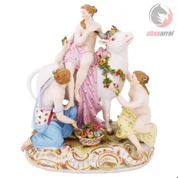 مجسمه نقاشی با دست دکوری چینی آنتیک قدیمی مایسن آلمان Meissener Porzellanfigur mit der Darstellung der Rape of Europa