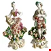 مجسمه نقاشی با دست دکوری چینی آنتیک قدیمی بو انگلستان Paar Porzellanfiguren der Liberty  Matrimony mit Schleife Rokoko 1760 1764