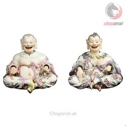 مجسمه دست ساز دکوری چینی آنتیک قدیمی مایسن آلمان Paar Pagodenfiguren aus Meissener Porzellan im Chinoiserie Stil des 19 Jahrhunderts