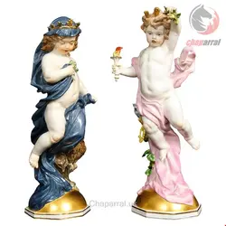 مجسمه دست ساز دکوری چینی آنتیک قدیمی مایسن آلمان Großes Paar Puttenfiguren aus Meissener Porzellan des 19 Jahrhunderts Tag und Nacht