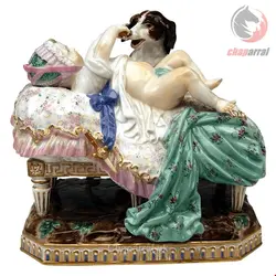 مجسمه دست ساز دکوری چینی آنتیک قدیمی مایسن آلمان Meissener Liebesfigurengruppe von Acier of the Placidness of Childhood 1840