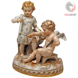 مجسمه دکوری چینی آنتیک قدیمی مایسن آلمان Meissener Figuren Cherubs Allegorie der Geometrie Modell C47 Acier hergestellt um 1870