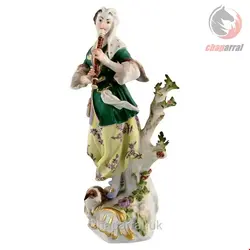 مجسمه نقاشی با دست دکوری چینی آنتیک قدیمی مایسن آلمان Antike antike Meissener Porzellanfigur Frau die Flöte spielt spätes 19 Jahrhundert