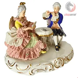 مجسمه دکوری چینی آنتیک قدیمی درسدن آلمان Deutsches Paar Dresdner Bulldogge Porzellanfiguren männliche und weibliche