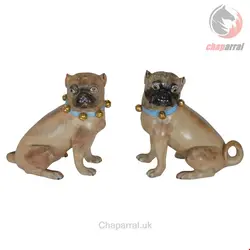 مجسمه دکوری چینی سگ آنتیک قدیمی درسدن آلمان Deutsches Paar Dresdner Bulldogge Porzellanfiguren männliche und weibliche
