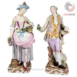 مجسمه دست ساز دکوری چینی آنتیک قدیمی Großes Paar Gärtnerpaar aus Meissen von Kaendler  Schoenheit um 1850