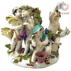 مجسمه دست ساز دکوری چینی آنتیک قدیمی Meissen Wunderschöne Figurengruppe der vier Jahreszeiten Cherubs von Kaendler um 1755 60