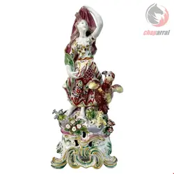 مجسمه نقاشی با دست دکوری چینی آنتیک قدیمی Porzellanfigur des Juno mit Adler aus Schleife Rokoko um 1765