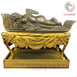 جوهردان برنزی دکوری آنتیک قدیمی Beautiful Late 19th Century Gilt and Patina Bronze Inkwell