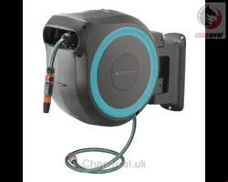 قرقره شیلنگ جمع کن دیواری و شیلنگ 35 متری گاردنا آلمان Gardena Wand-Schlauchbox XL roll-up automatic türkis (18630-20)