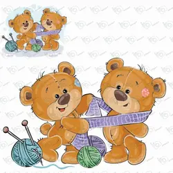 وکتور کارتونی تدی ها با شال گردن و میل و کاموا-کد 10716