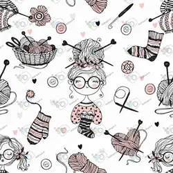 وکتور کودکانه دختر با نمک با میل و کاموا -کد 11044