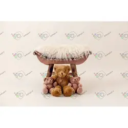 بک دراپ نوزاد چهارپایه چوبی و خرسی ها-کد 5572