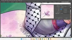 بک گراند کودکانه دختر ناز کوچولوی با حجاب با چفیه و پرچم فلسطین-کد 41180(ویژه عکس گراف)