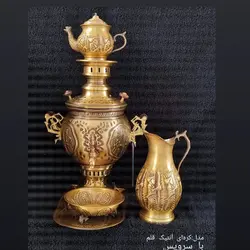 سماور برنجی امرسان و آیسان مدل کره ای آنتیک قلم