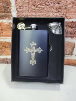 هیپ فلاسک قمقمه جیبی گلاب خوری 🫣 تک بدون شات طرح صلیب