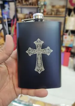 هیپ فلاسک قمقمه جیبی گلاب خوری 🫣 تک بدون شات طرح صلیب