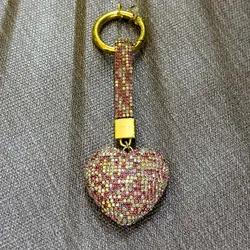 آویز کیف و جاکلیدی قلبی دخترانه،مدل لاکچری فول نگین- ارن شاپ