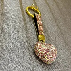 آویز کیف و جاکلیدی قلبی دخترانه،مدل لاکچری فول نگین- ارن شاپ