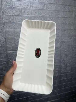 دیس کباب خوری سرامیکی مستطیل لبه دالبری سفید