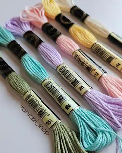 پک نخ پنبه ای گلدوزی رنگ های پاستلی