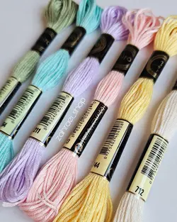 پک نخ پنبه ای گلدوزی رنگ های پاستلی