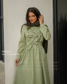 پیراهن مانتویی گلدوزی شده آستین دکمه دارد پشت لباس دکمه