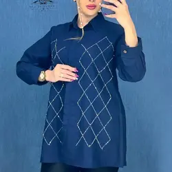 شومیز مانتویی نگین لوزی