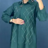 شومیز مانتویی نگین لوزی