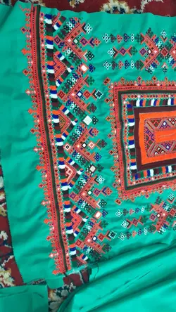 لباس مجلسی بلوچی آماده سبزو دوچ (موسوم دوز_پلیواری اصل)دوخت اصیل بلوچی