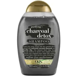 شامپو پاکسازی موی سر او جی ایکس OGX مدل زغال Charcoal detox حجم 385 میل | بدون سولفات، مناسب موی چرب، سم زدایی