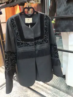 مانتوژاکارد کتان لمه و مخمل برجسته