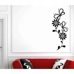 شابلون دیواری گل و پروانه کد 117