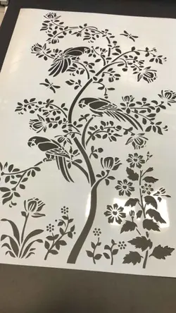 شابلون دیواری شاخه و پرنده کد 652