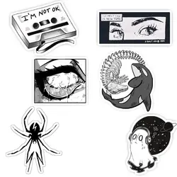 استیکر لپ تاپ و موبایل گوفی طرح اثار هنری سیاه سفید کد 2385 مجموعه 6 عددی