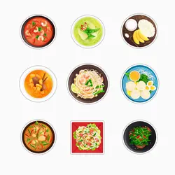 استیکر لپ تاپ و موبایل بووم طرح غذای تایلندی کد MM117 مجموعه 9 عددی