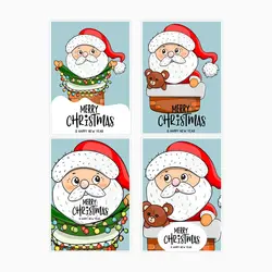 استیکر لپ تاپ و موبایل بووم طرح کریسمس کد MA54 مجموعه 4 عددی